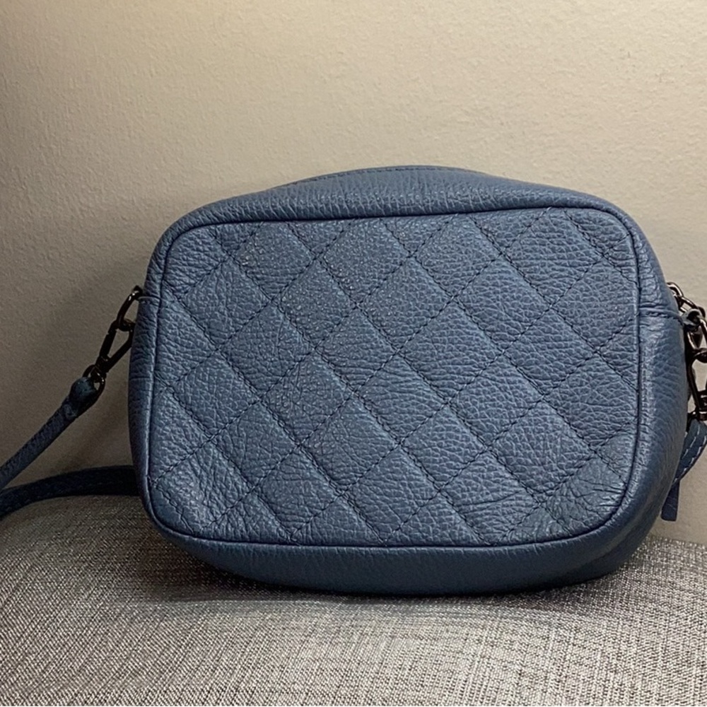 Blue quilted leather crossbody bag - Picture 4 of 15